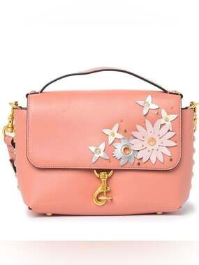 REBECCA MINKOFF Blythe Floral Flap leather spring crossbody bad w gold hardware